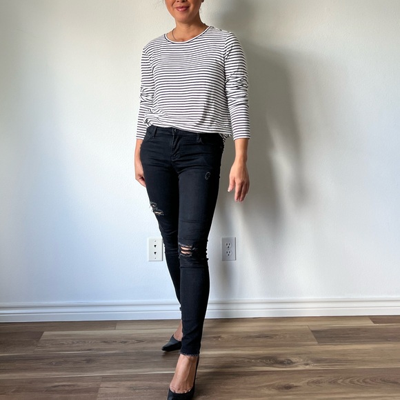 Ann Taylor Stripes Long Sleeve Tee Shirt - Picture 5 of 13